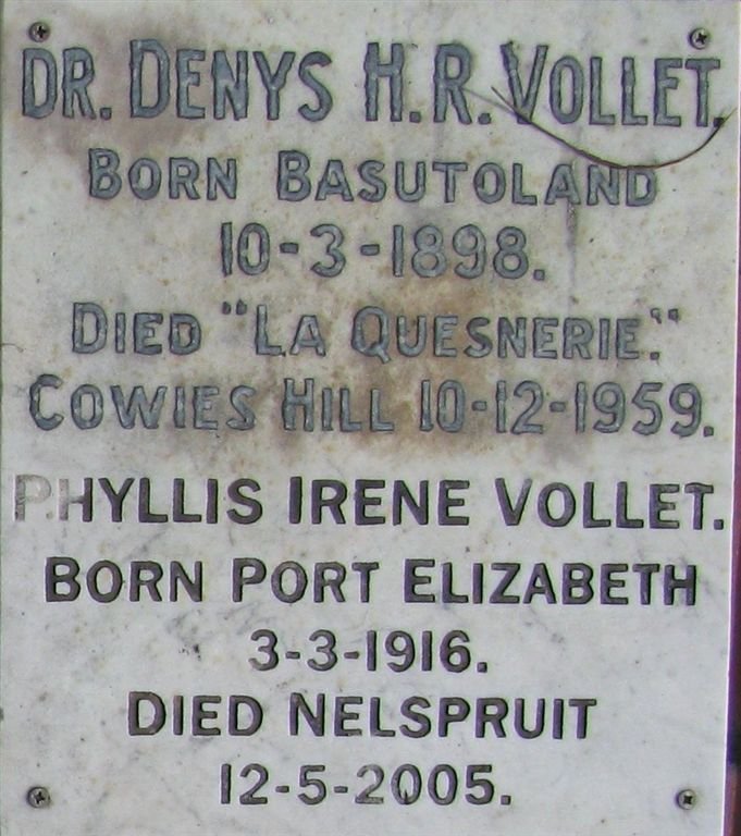 VOLLET Denys H.R. 1898-1959 &amp; Phyllis Irene 1916-2005