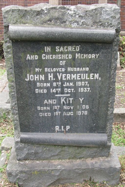 VERMEULEN John H. 1907-1937 &amp; Kitty 1905-1976