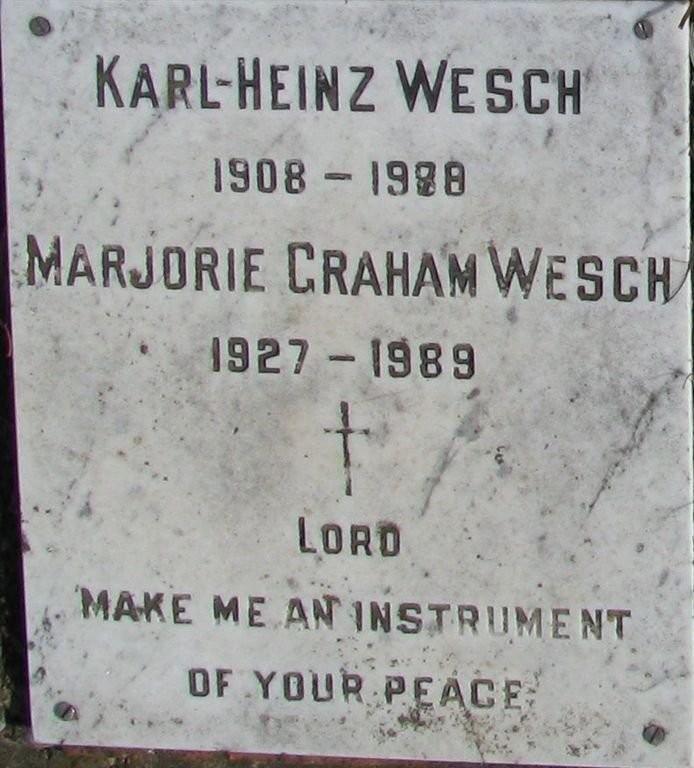 WESCH Karl-Heinz 1908-1988 &amp; Marjorie Graham 1927-1989