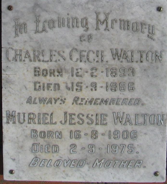 WALTON Charles Cecil 1893-1966 &amp; Muriel Jessie 1906-1975