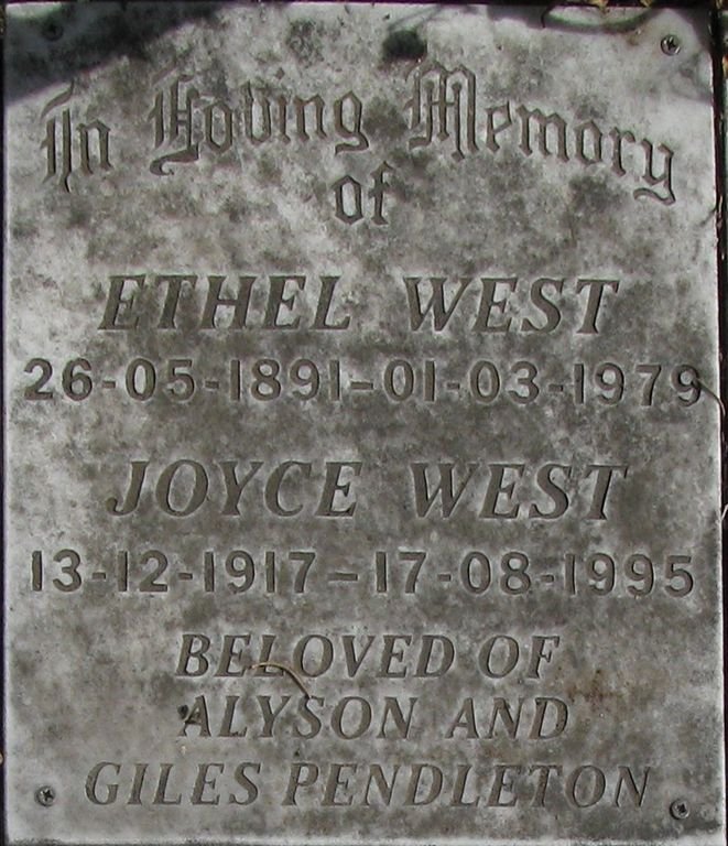 WEST Ethel 1891-1979 &amp; Joyce 1917-1995