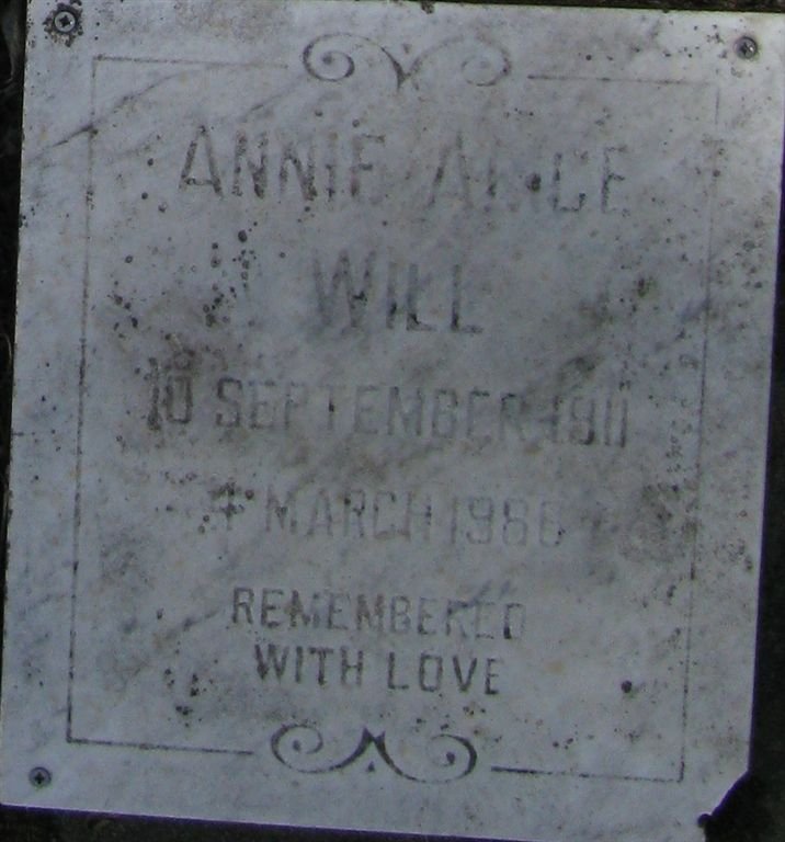 WILL Annie Alice 1911-1988