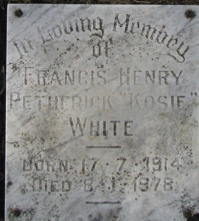 WHITE Francis Henry Petherick 1914-1978