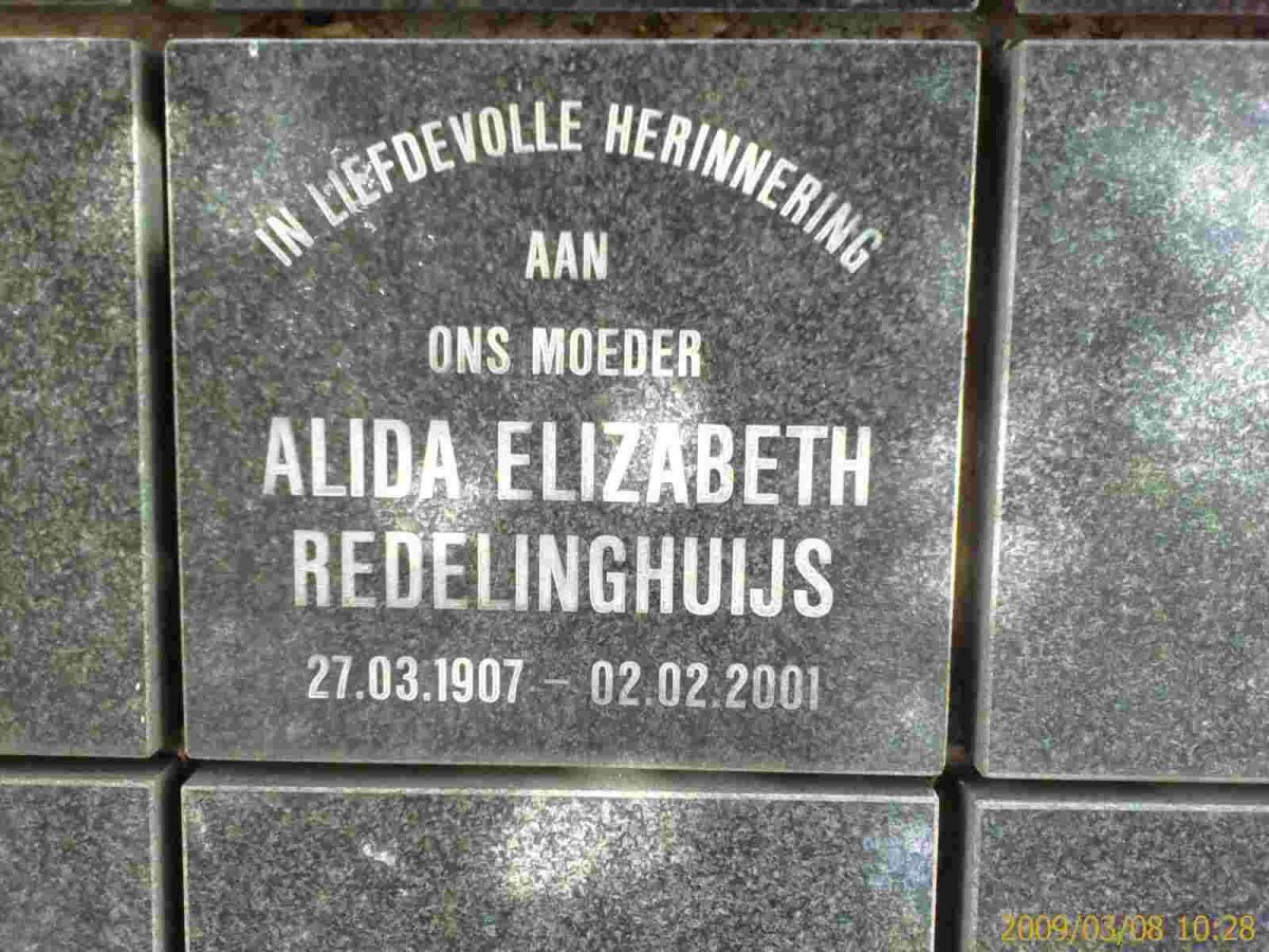 REDELINGHUIS Alida Elizabeth 1907-2001