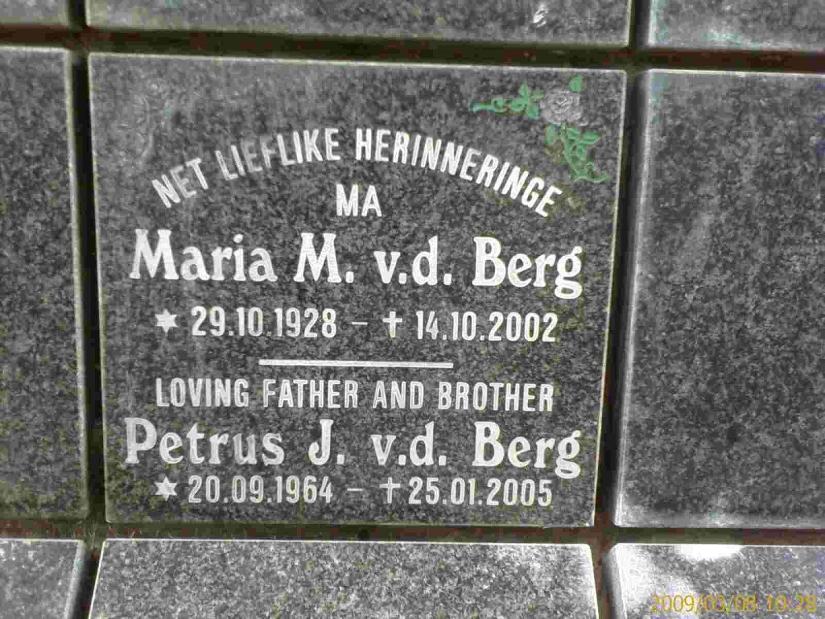 BERG Petrus J., v.d. 1964-2005 &amp; Maria M. 1928-2002