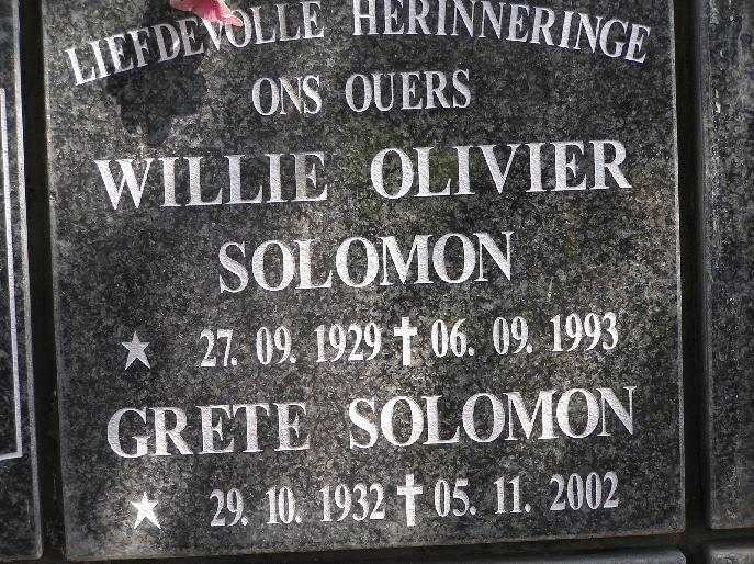 SOLOMON Willie Olivier 1929-1993 &amp; Grete 1932-2002