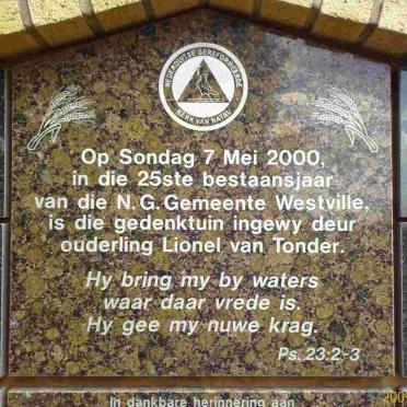Kwazulu-Natal, PINETOWN, Westville, NG Kerk, Memorial Wall