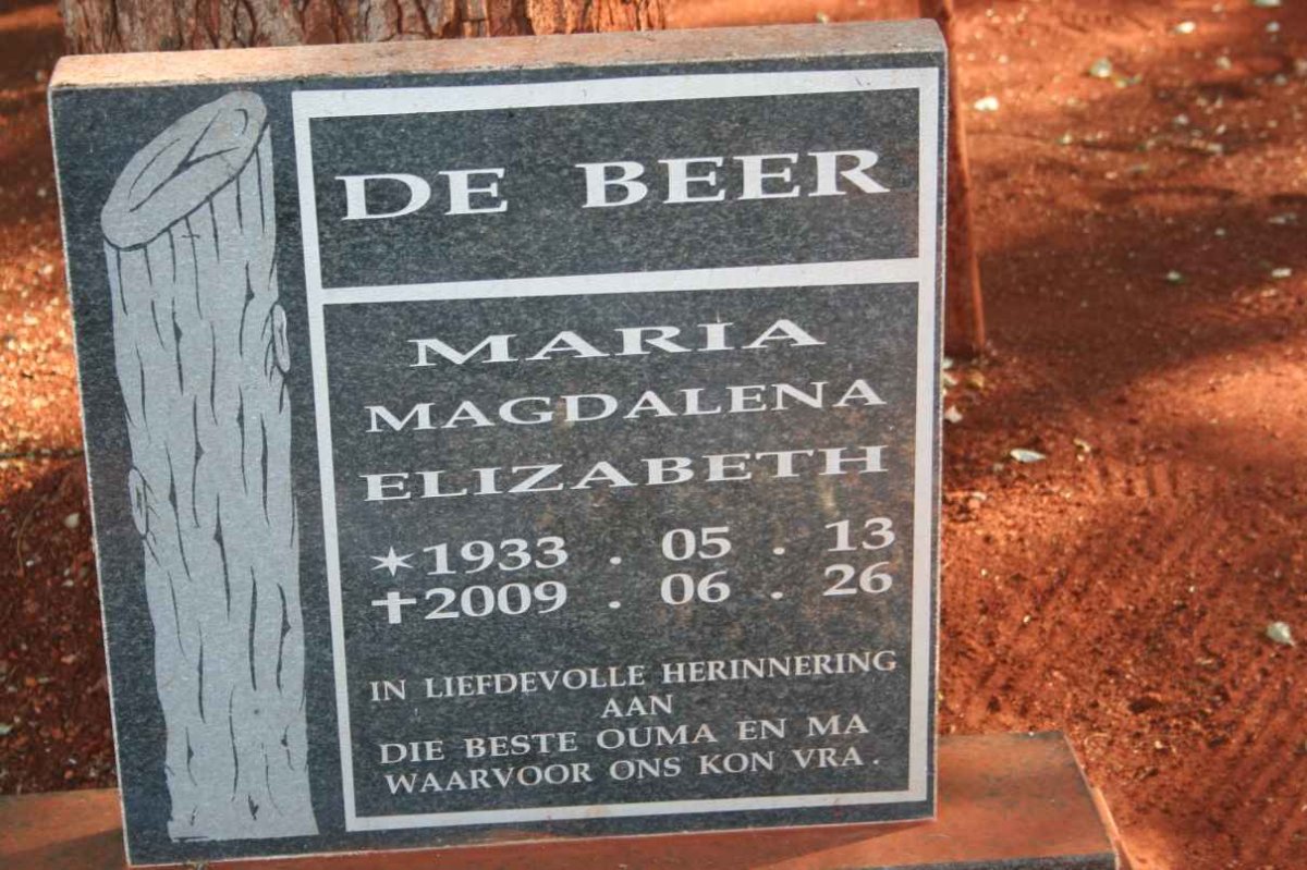 BEER Maria Magdalena Elizabeth, de 1933-2009