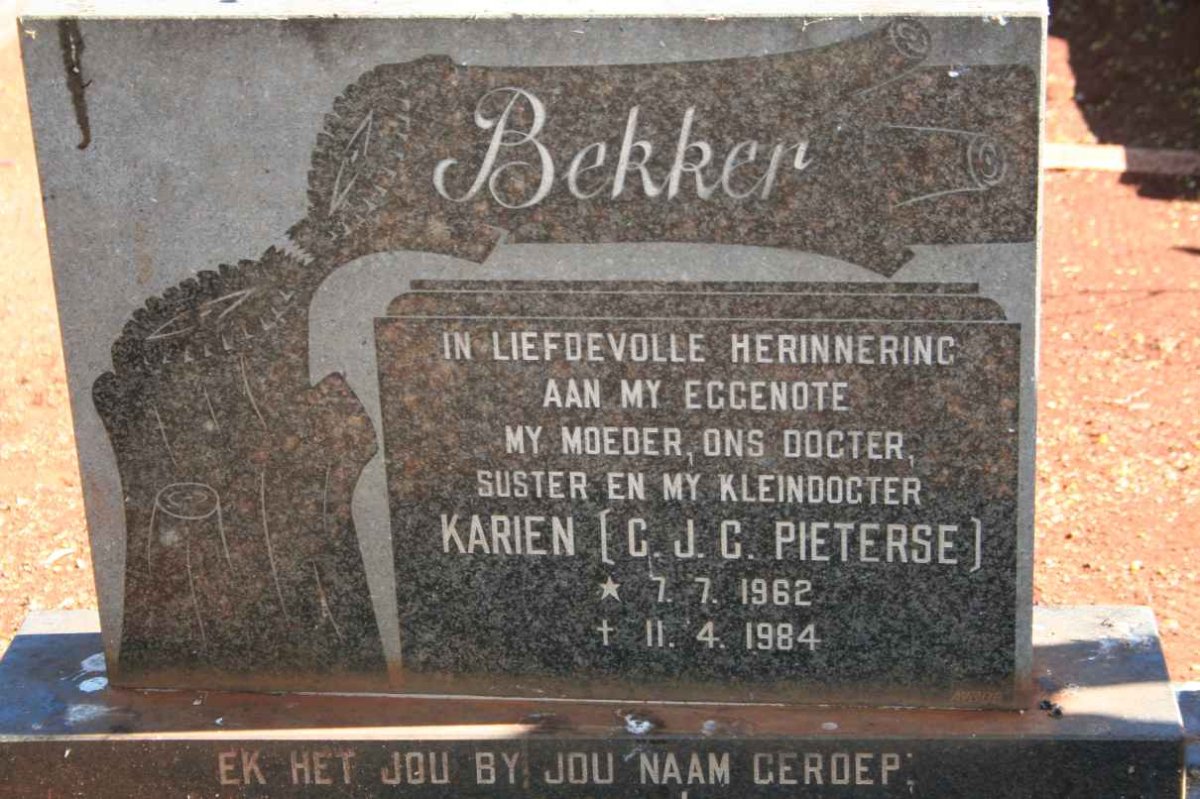 BEKKER C.J.C. nee PIETERSE 1962-1984