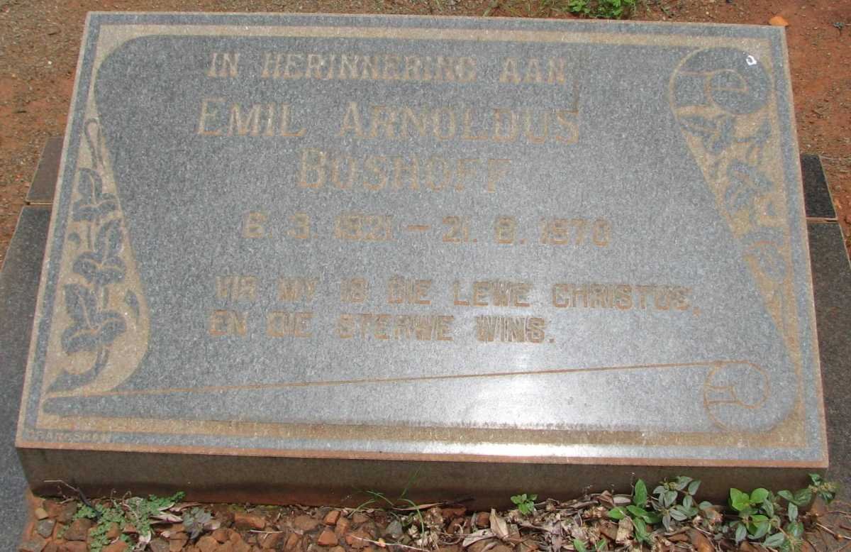BOSHOFF Emil Arnoldus 1921-1970