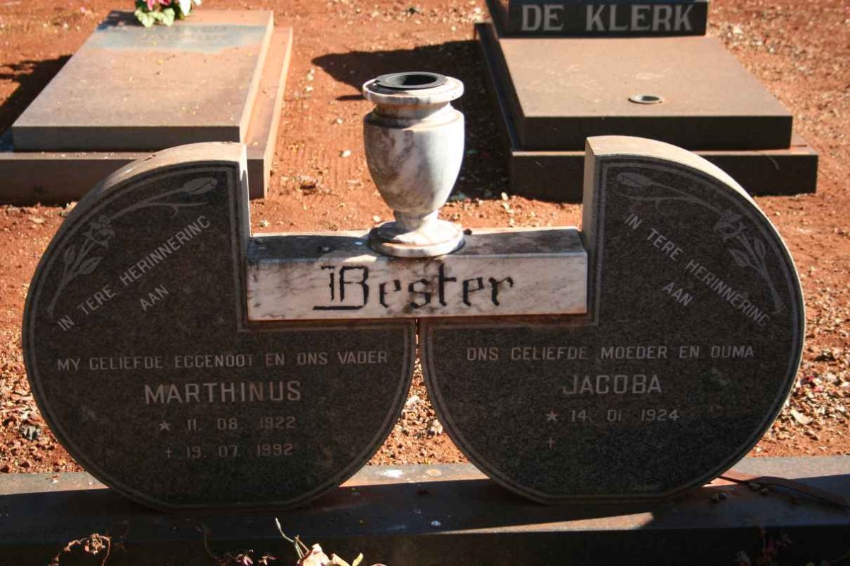 BESTER Marthinus 1922-1992 &amp; Jacoba 1924-