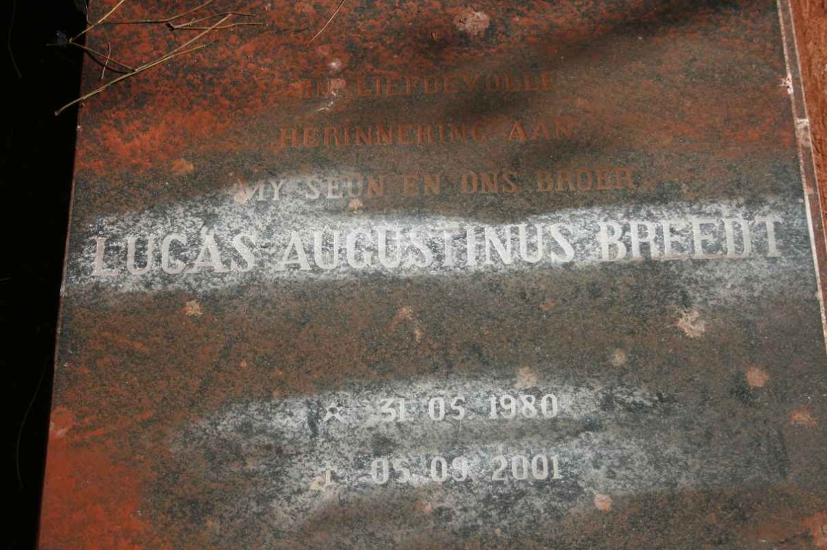 BREEDT Lucas Augustinus 1980-2001