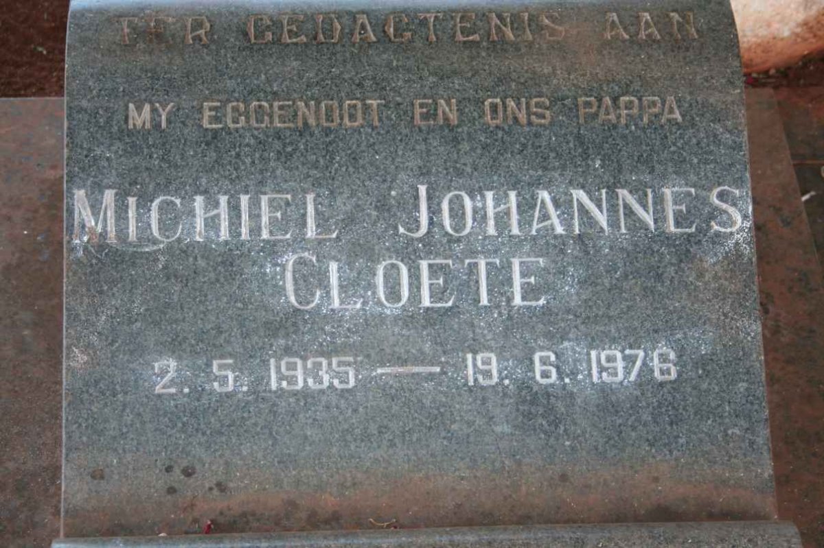CLOETE Michiel Johannes 1935-1976