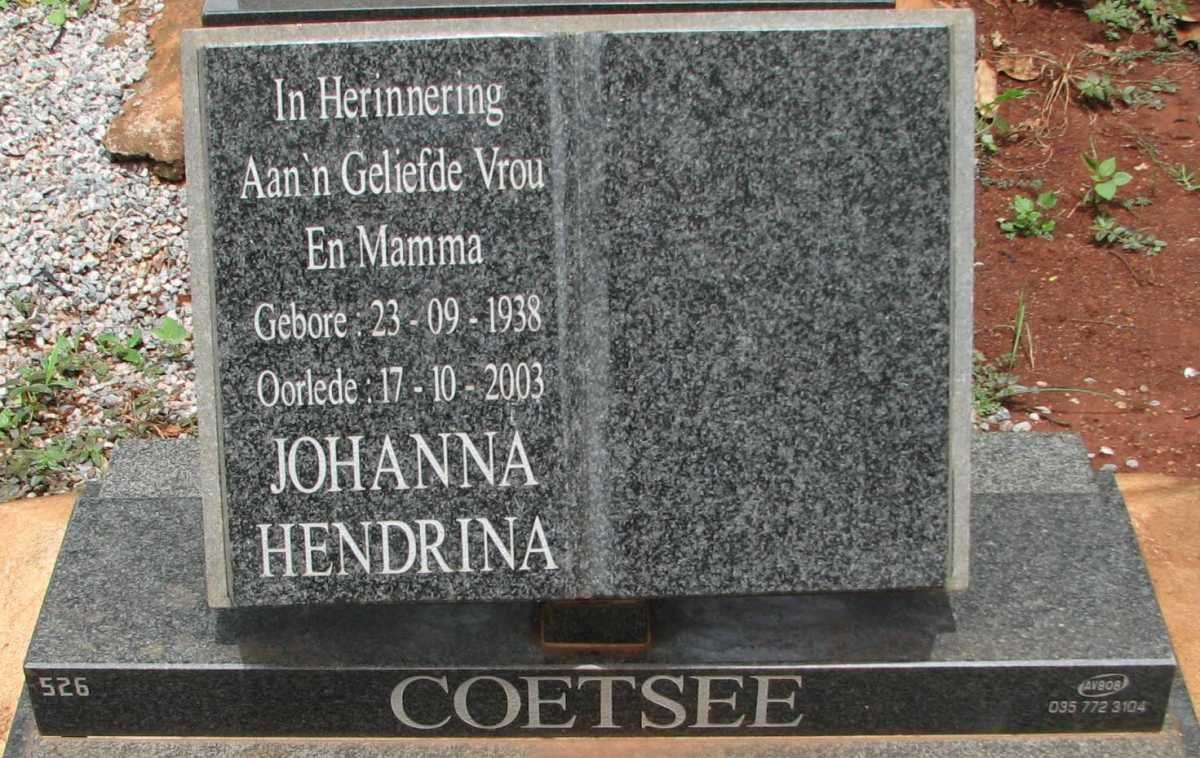 COETSEE Johanna Hendrina 1938-2003