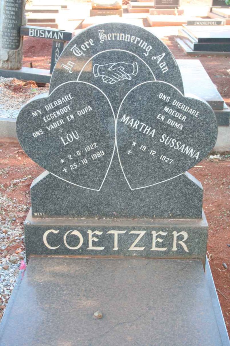 COETZER Lou 1922-1989 &amp; Martha Sussanna 1927-