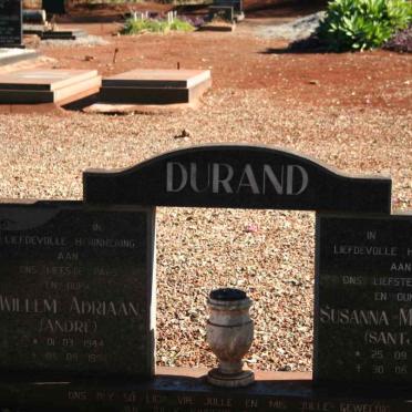 DURAND Willem Adriaan 1944-1996 &amp; Susanna Magdalena 1948-1995