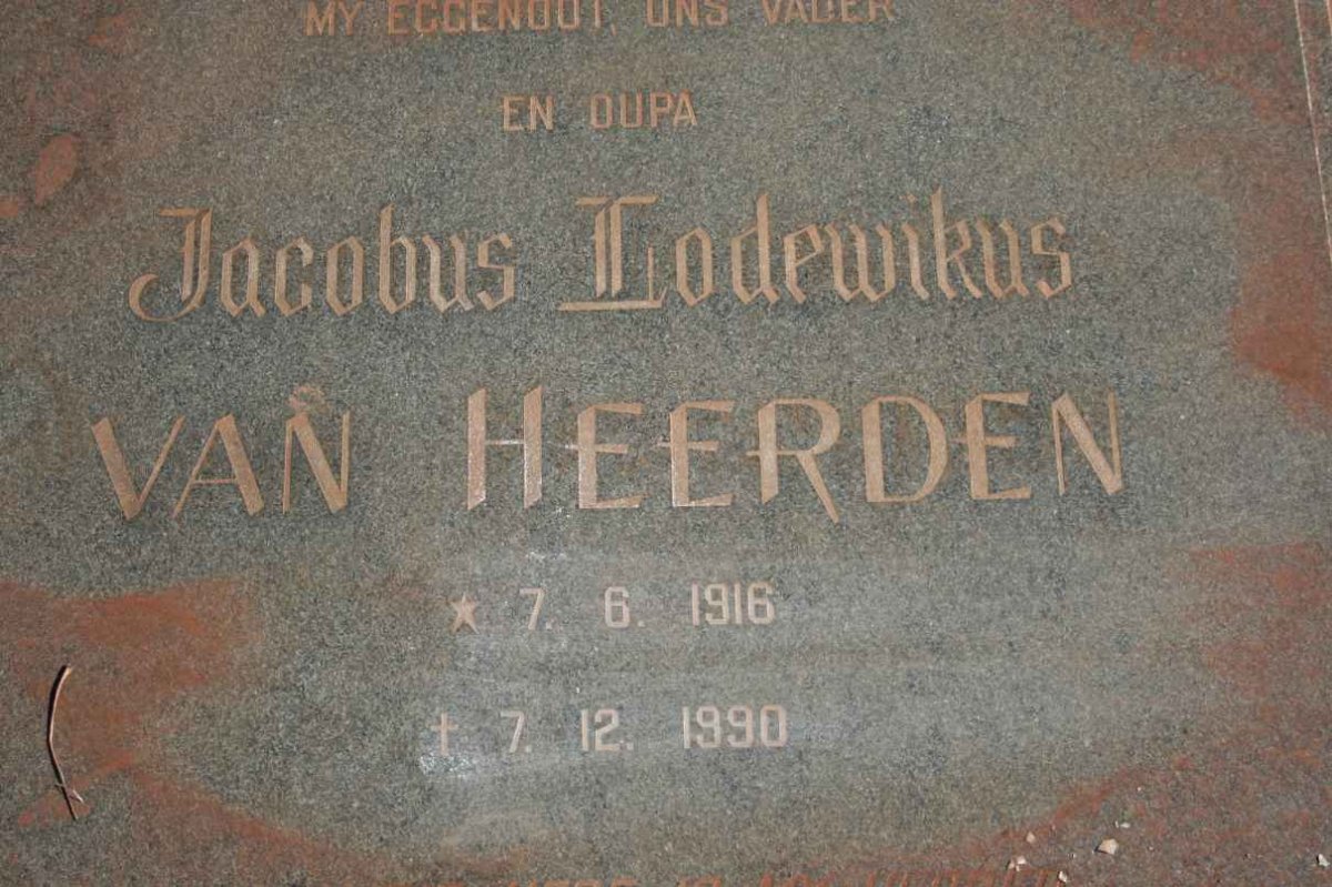 HEERDEN Jacobus Lodewikus, van 1916-1990