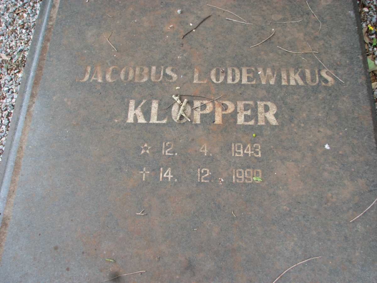 KLOPPER Jacobus Lodewikus 1943-1990