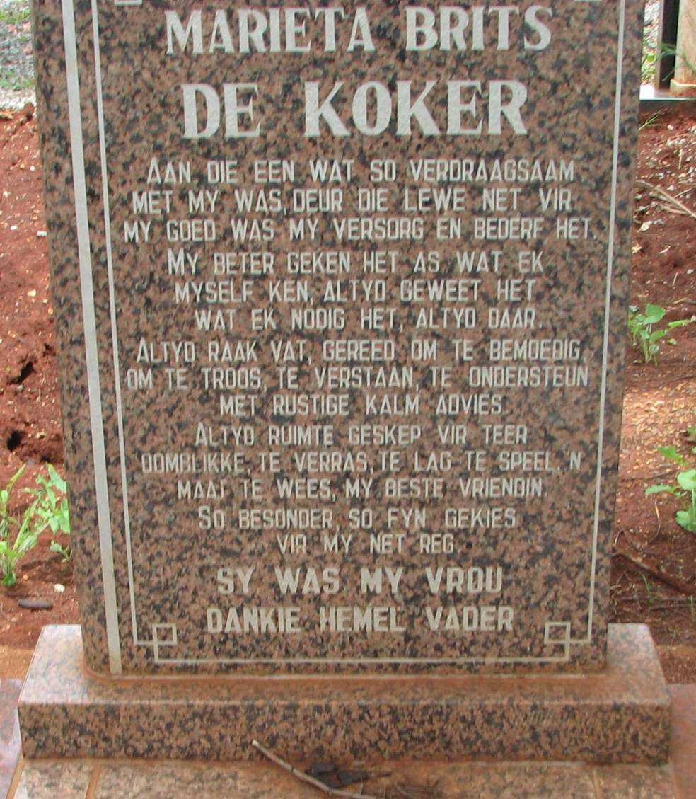 KOKER Marieta Brits, de