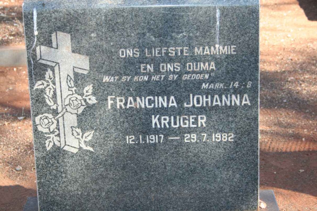 KRUGER Francina Johanna 1917-1982