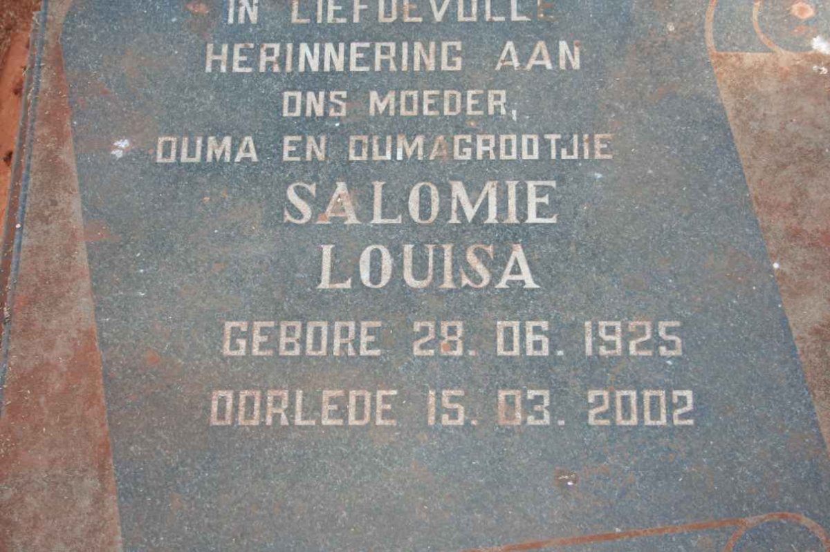 KRUGER Salomie Louisa 1925-2002