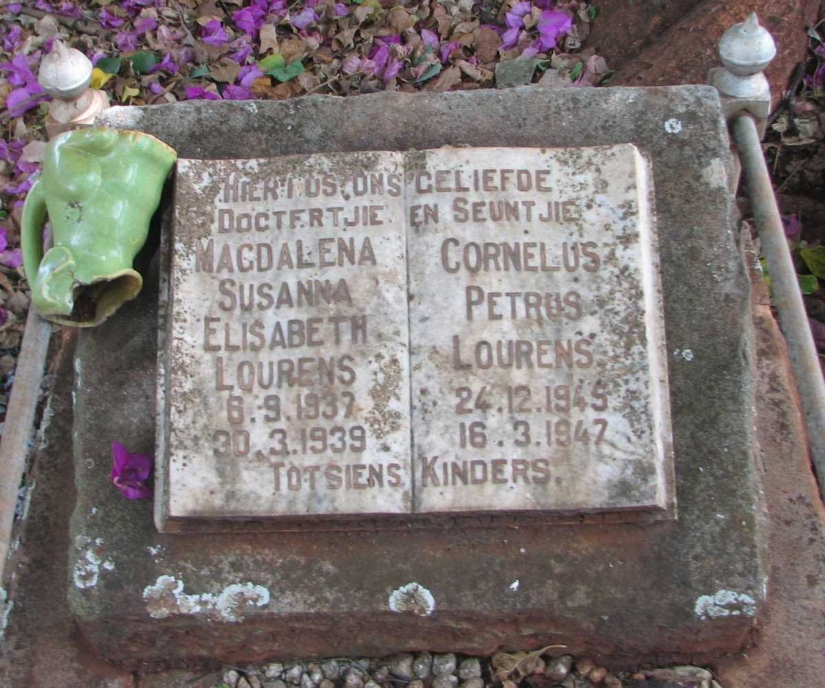 LOURENS Magdalena Susanna Elisabeth 1937-1939 :: LOURENS Cornelus Petrus 1945-1947