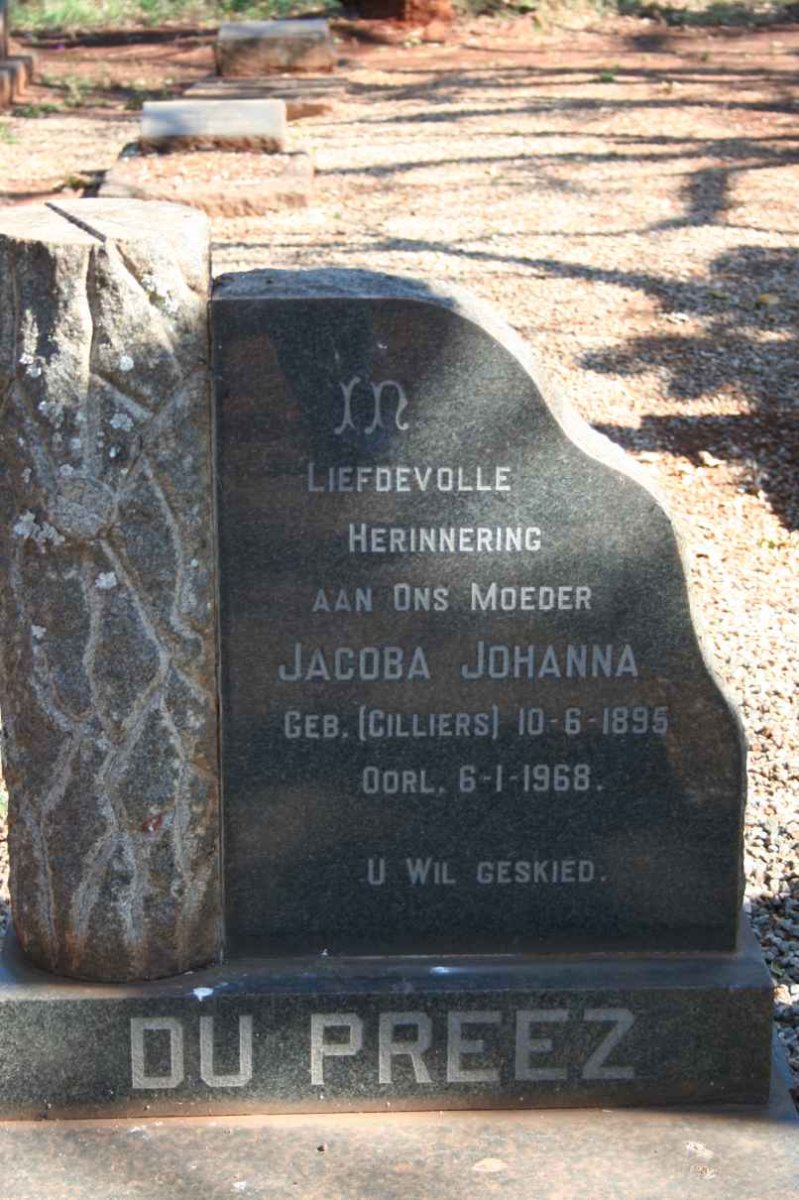 PREEZ Jacoba Johanna, du nee CILLIERS 1895-1968