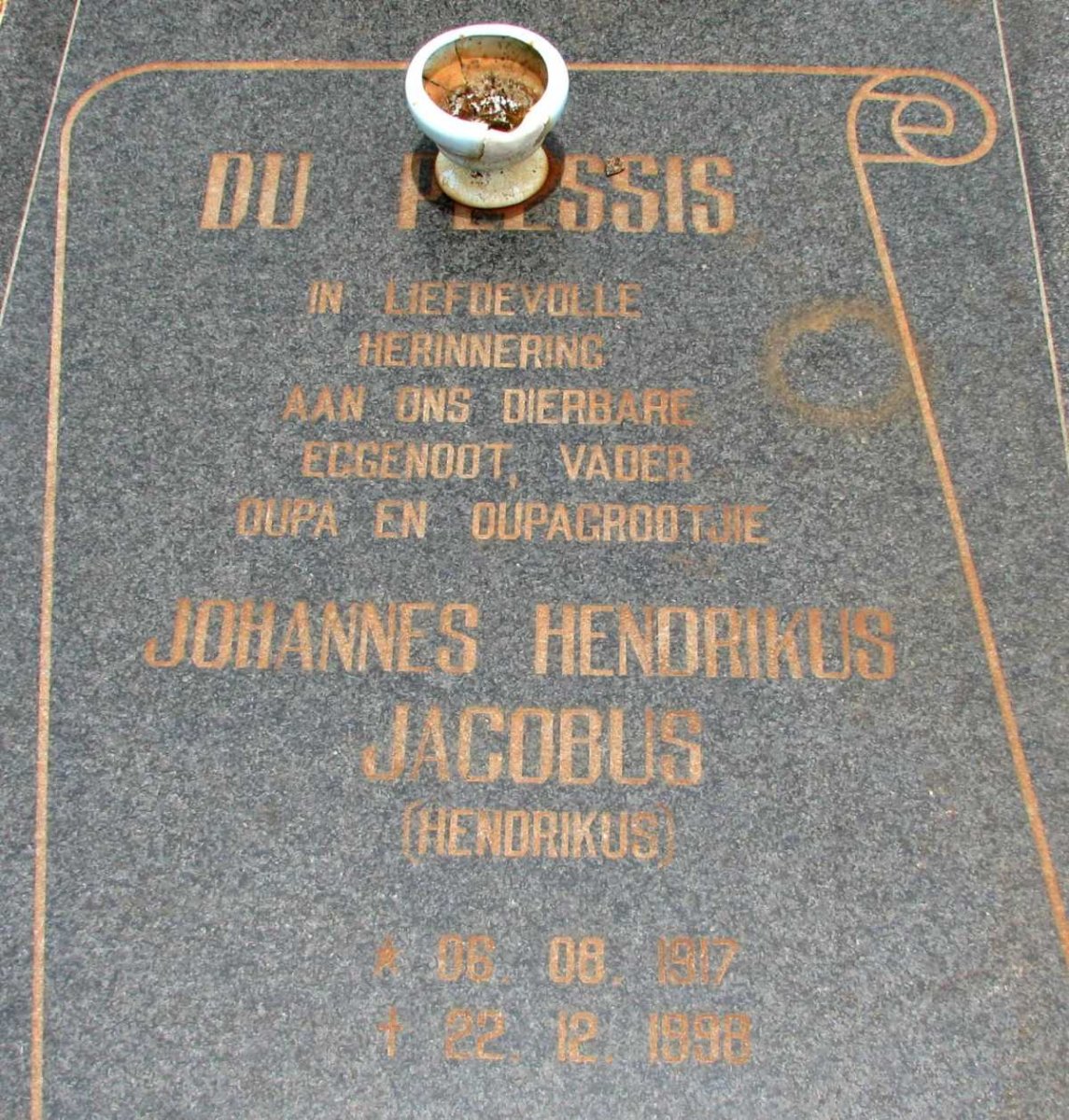 PLESSIS Johannes Hendrikus Jacobus, du  1917-1998