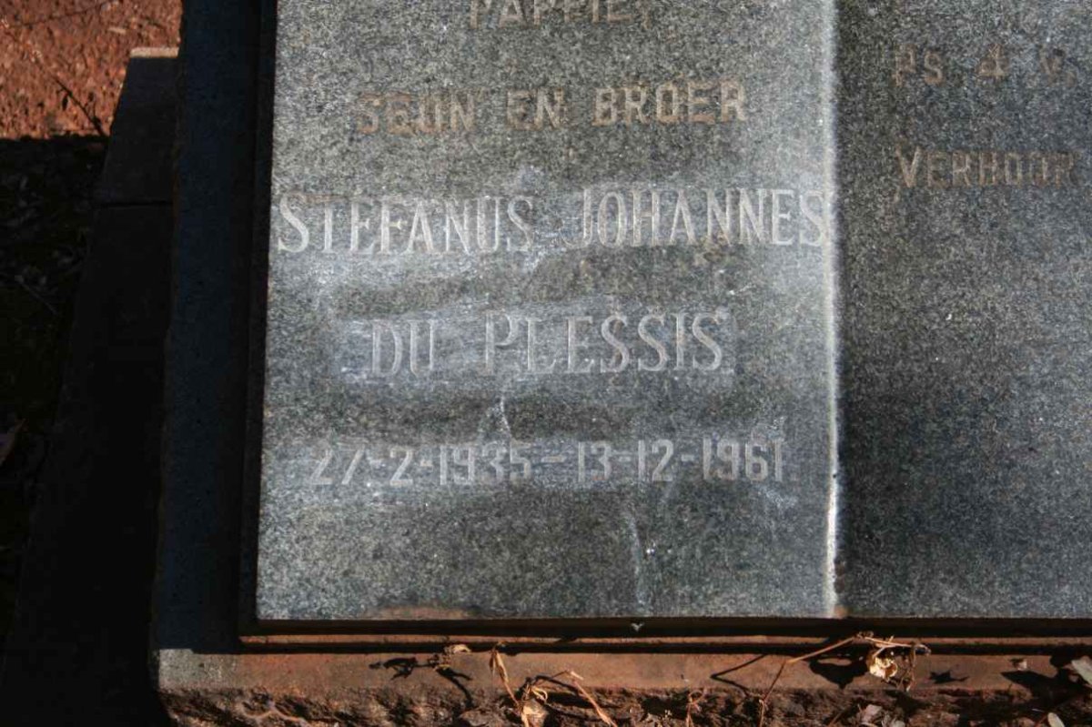 PLESSIS Stefanus Johannes, du 1935-1961
