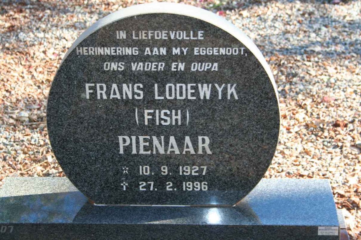 PIENAAR Frans Lodewyk 1927-1996