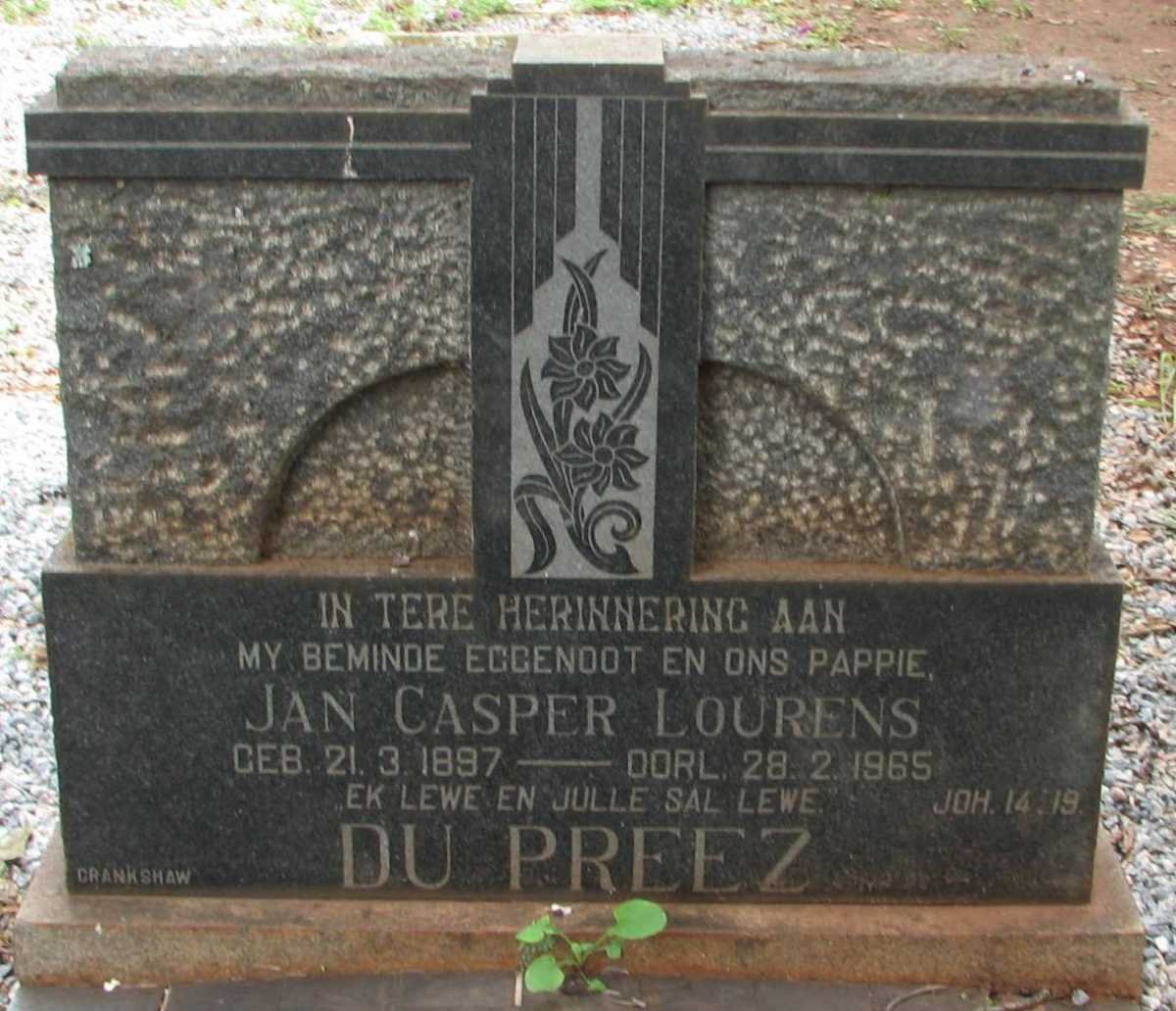 PREEZ Jan Casper Lourens, du 1897-1965