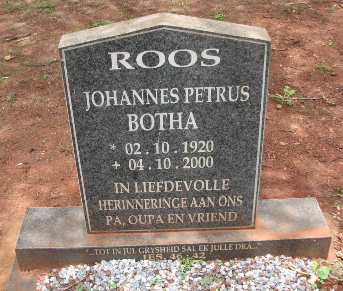ROOS Johannes Petrus Botha 1920-2000