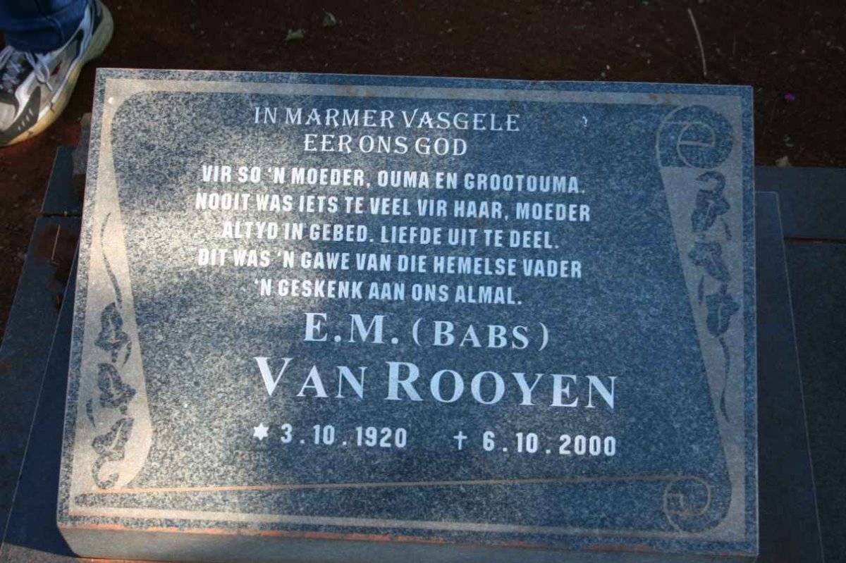 ROOYEN E.M., van 1920-2000