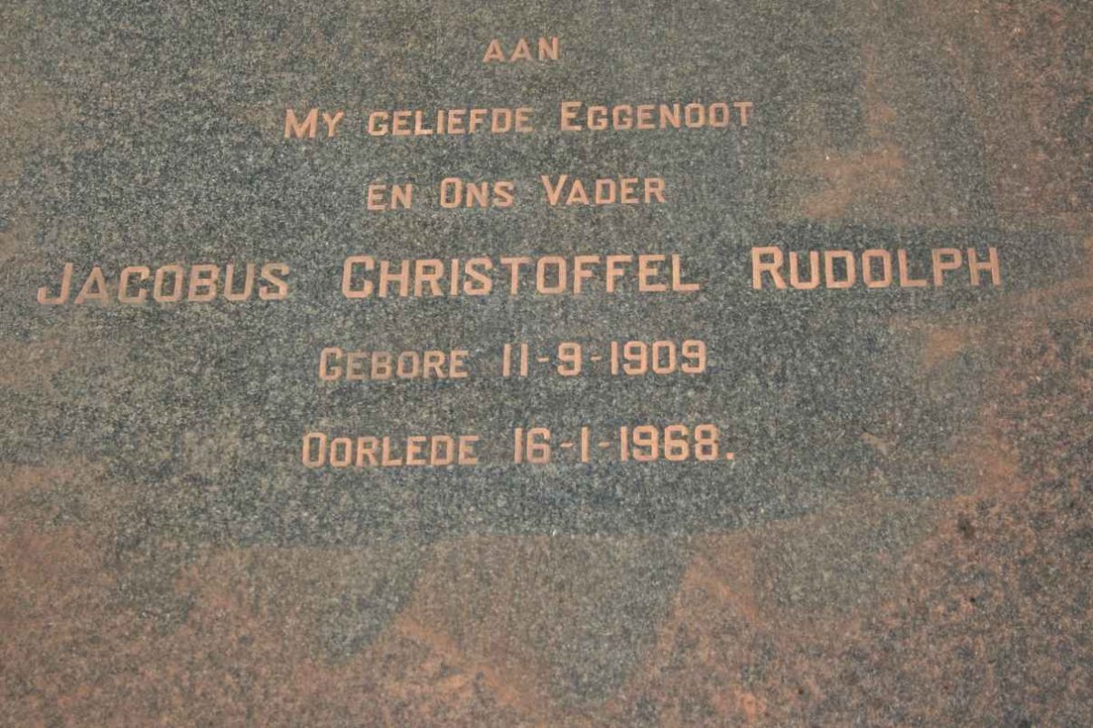 RUDOLPH Jacobus Christoffel 1908-1968 &amp; Maria Magdalena Johanna MARÉ 1913-2004