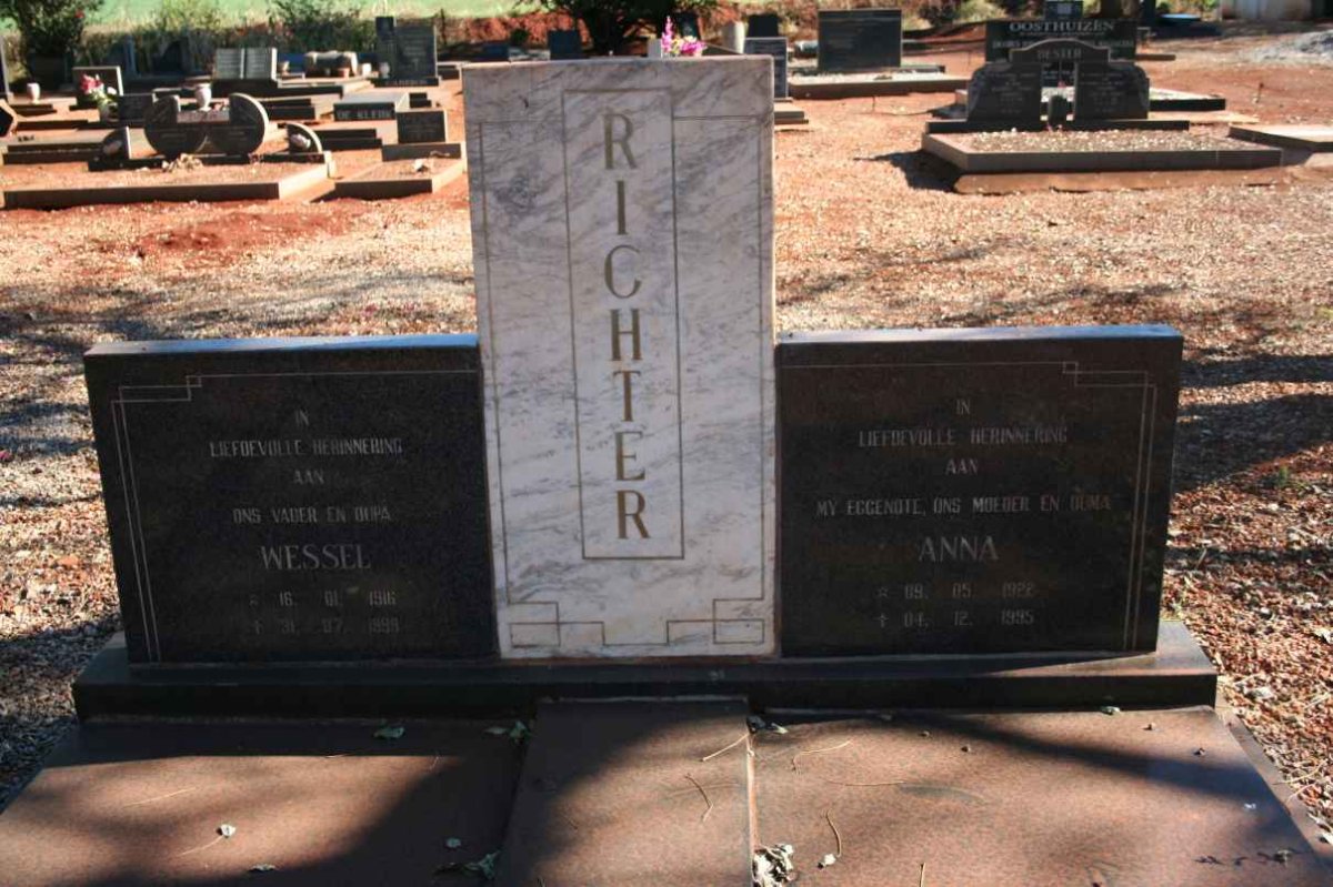 RICHTER Wessel  1916-1999 &amp; Anna 1922-1995