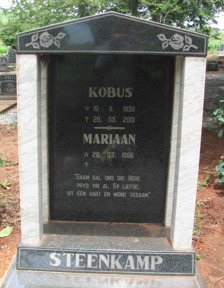 STEENKAMP Kobus 1956-2001 &amp; Mariaan 1956-