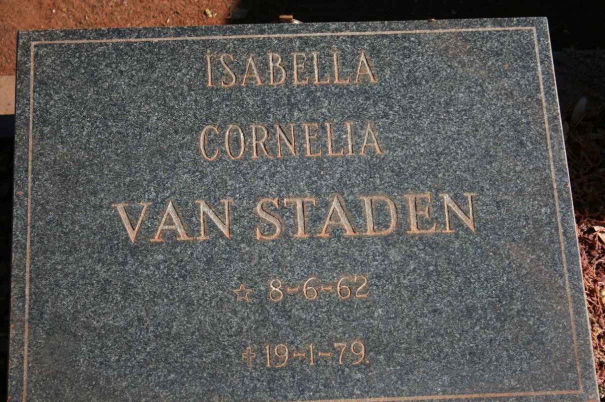 STADEN Isabella Cornelia, van 1962-1979 