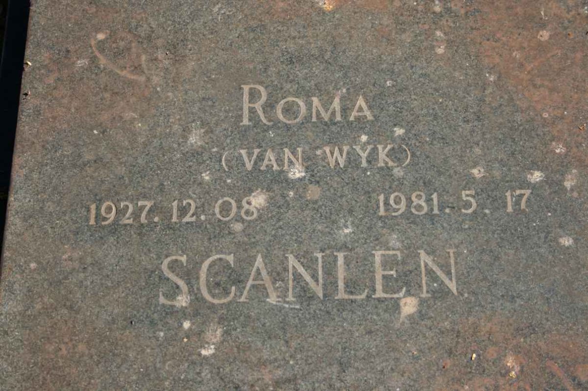 SCANLEN Roma nee VAN WYK 1927-1981