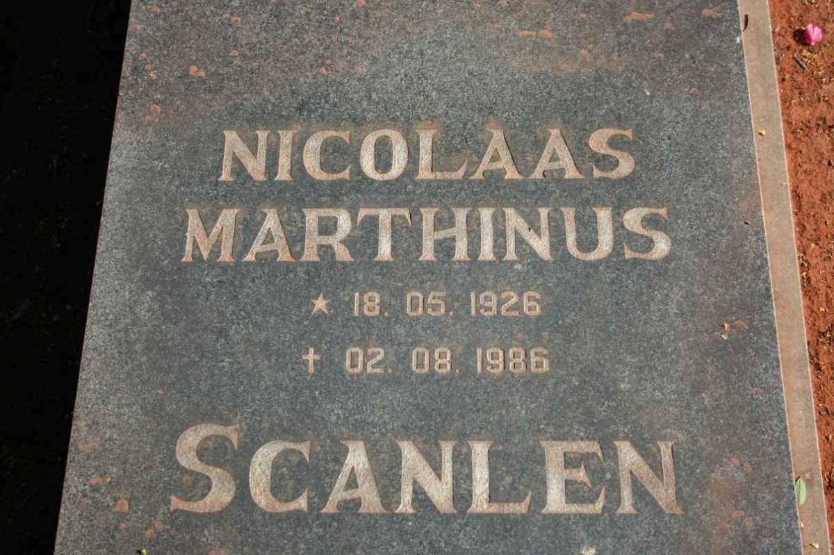 SCANLEN Nicolaas Marthinus 1926-1986