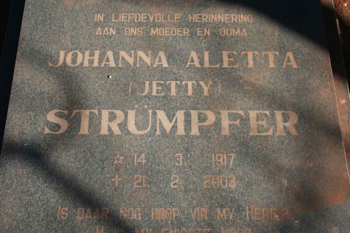 STRÜMPFER Johanna Aletta 1917-2003
