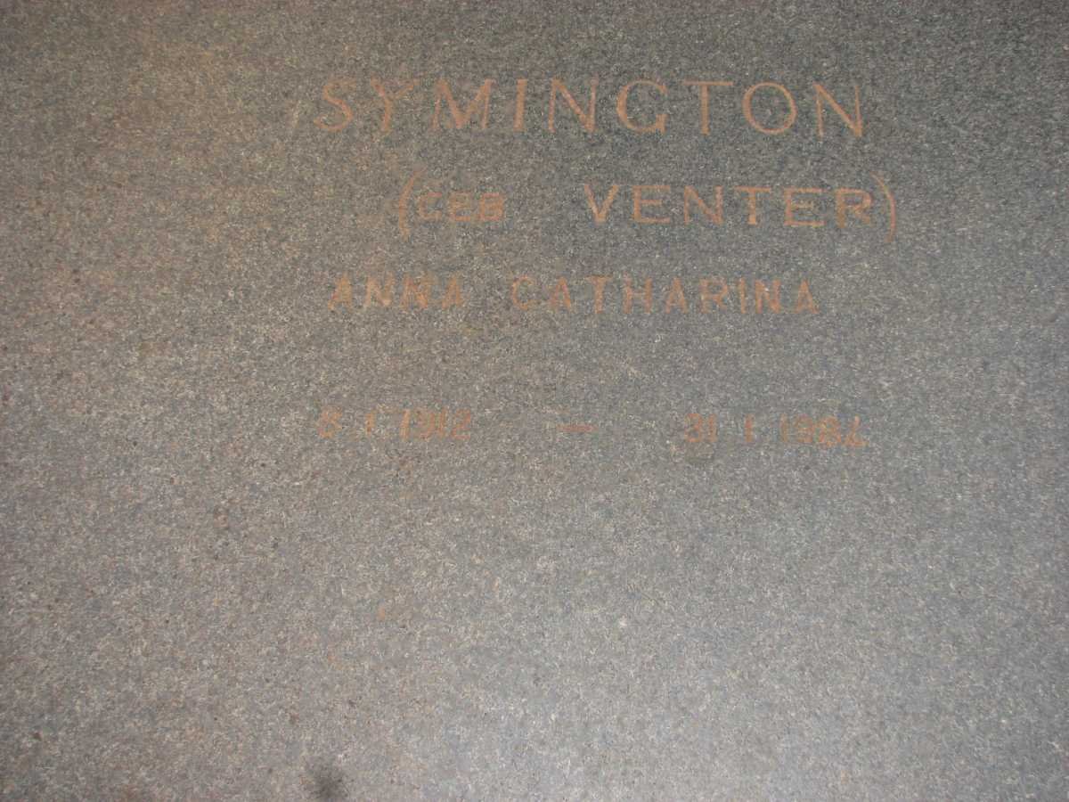 SYMINGTON Anna Catharina nee VENTER 1912-1984