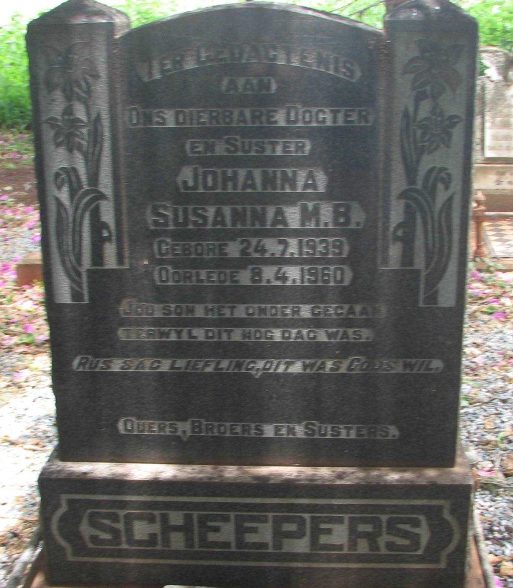 SCHEEPERS Johanna Susanna M.B. 1939-1960