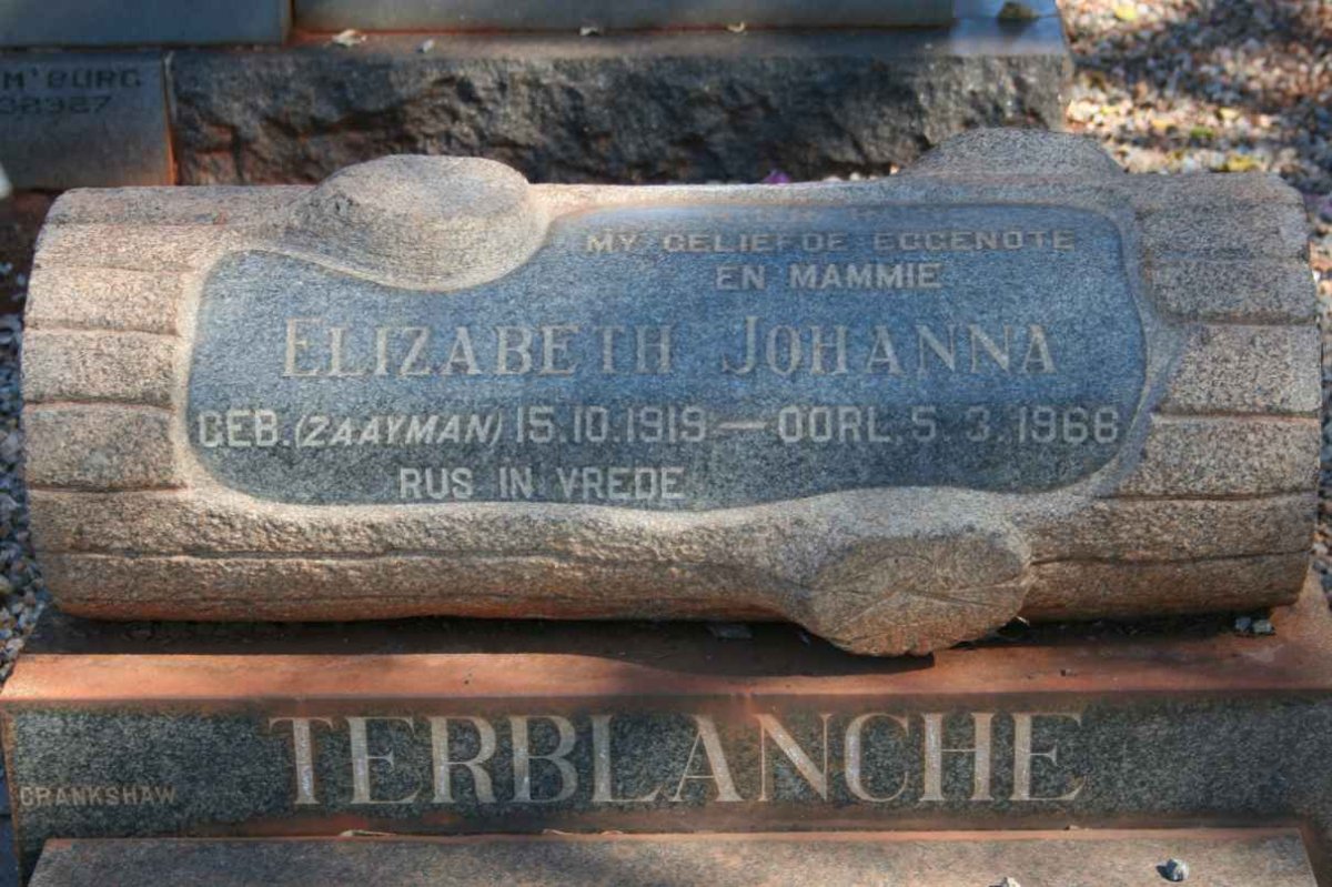 TERBLANCHE Elizabeth Johanna nee ZAAYMAN 1919-1966
