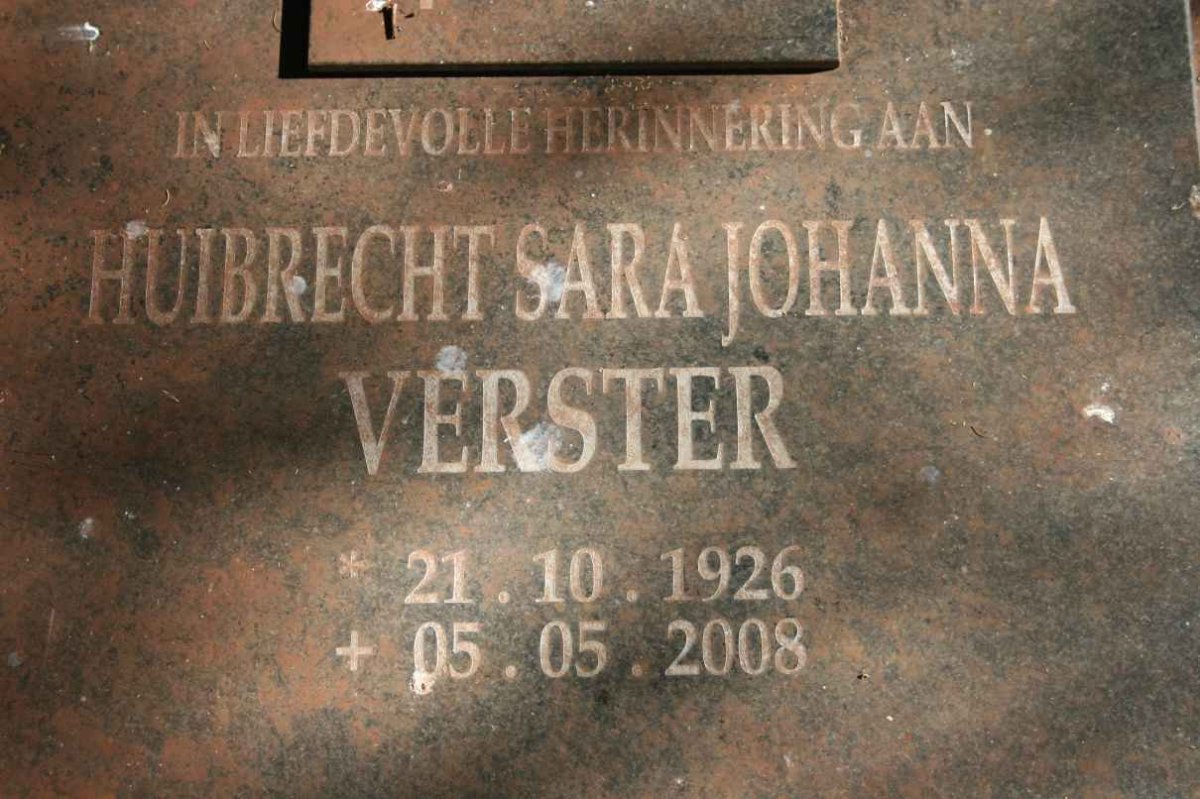 VERSTER Huibrecht Sara Johanna 1926-2008
