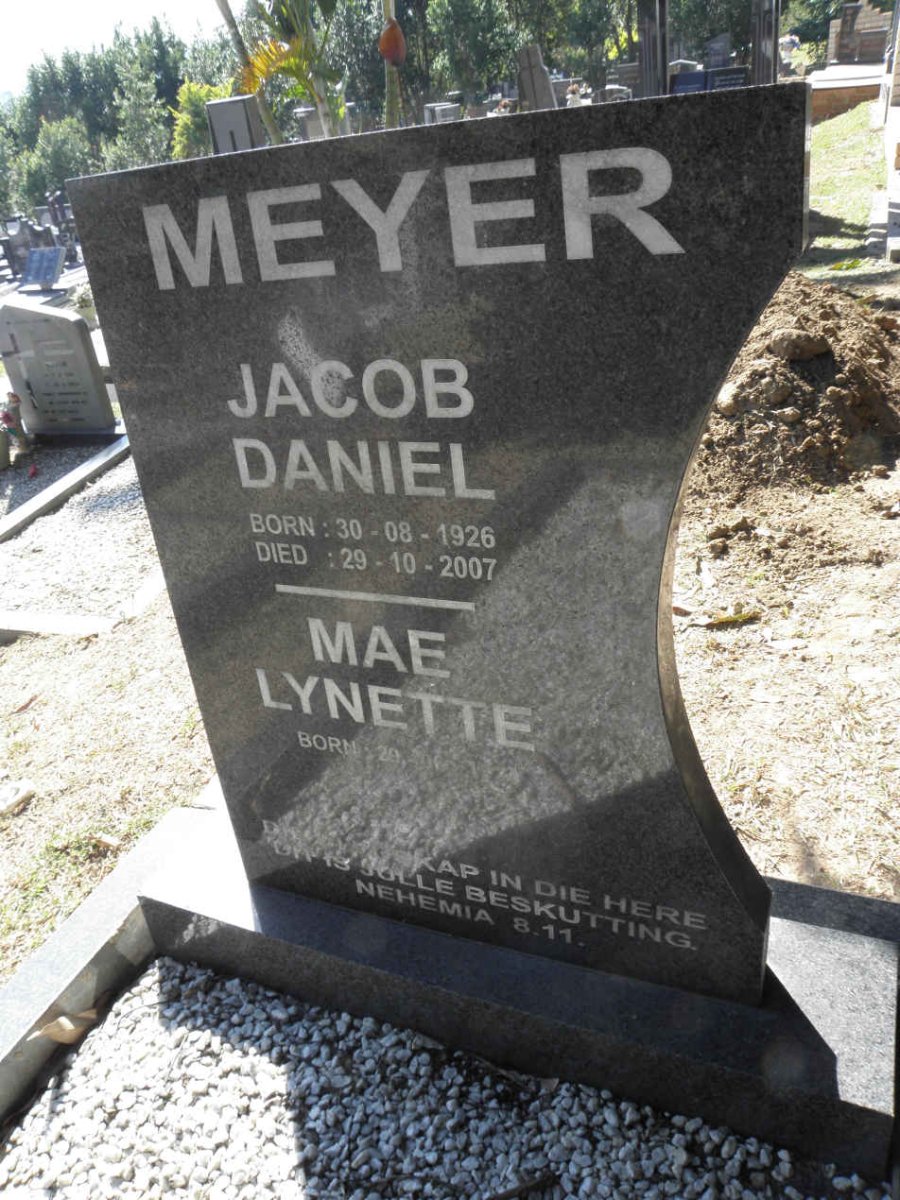 MEYER Jacob Daniel 1926-2007 &amp; Mae Lynette ??-