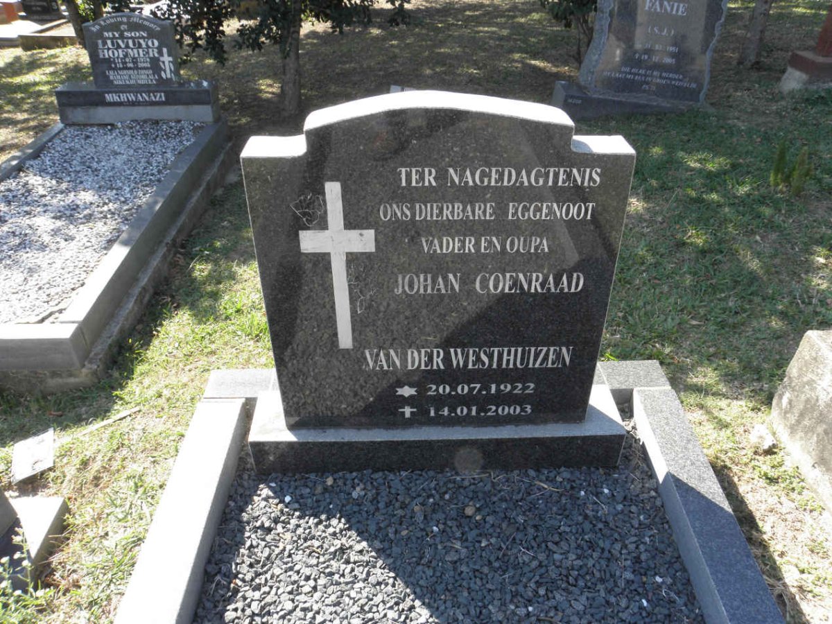 WESTHUIZEN Johan Coenraad, van der 1922-2003