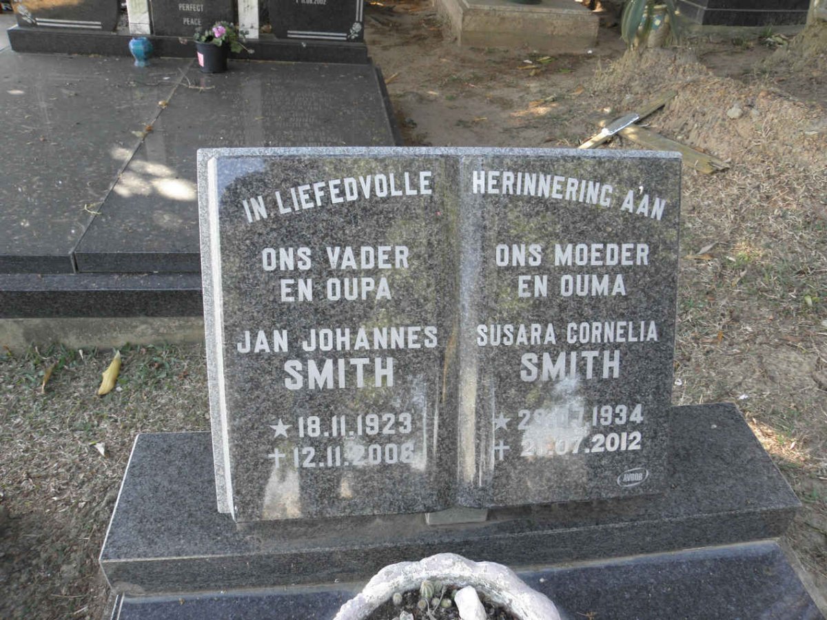 SMITH Jan Johannes 1923-2006 &amp; Susara Cornelia 1934-2012