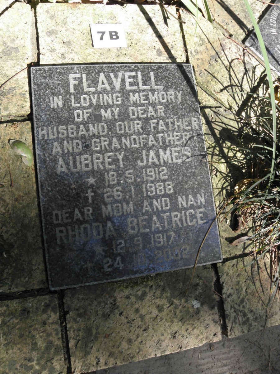 FLAVELL Aubrey James 1912-1988 &amp; Rhoda Beatrice 1917-2002