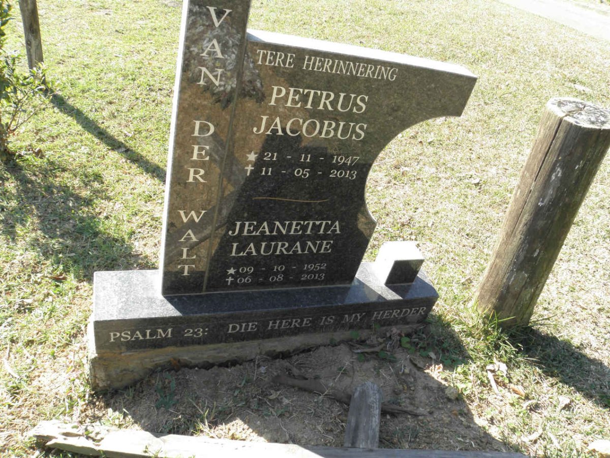 WALT Petrus Jacobus, van der 1947-2013 &amp; Jeanetta Laurane 1952-2013