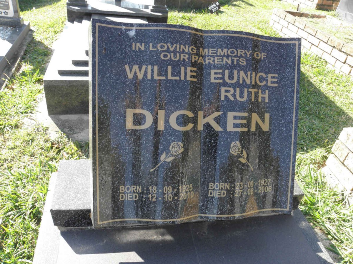 DICKEN Willie 1925-2010 &amp; Eunice Ruth 1927-2006